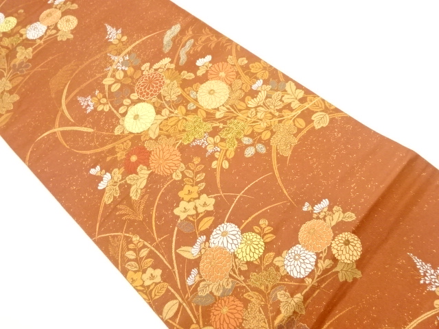 秋草模様織出し袋帯